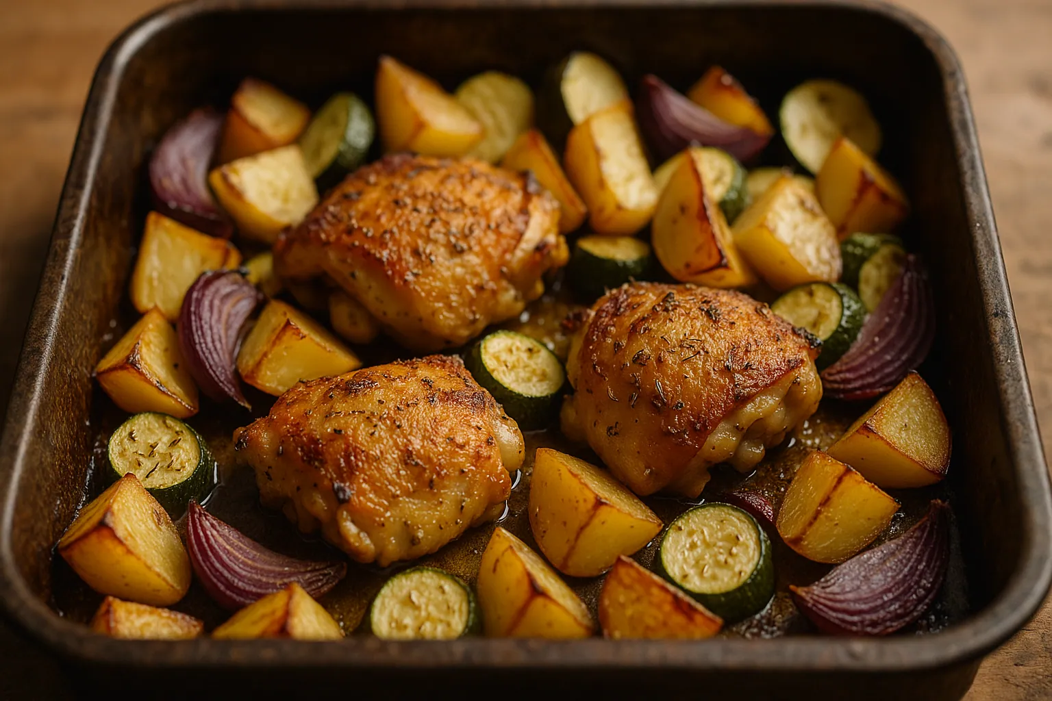 Chicken and vegetable traybake