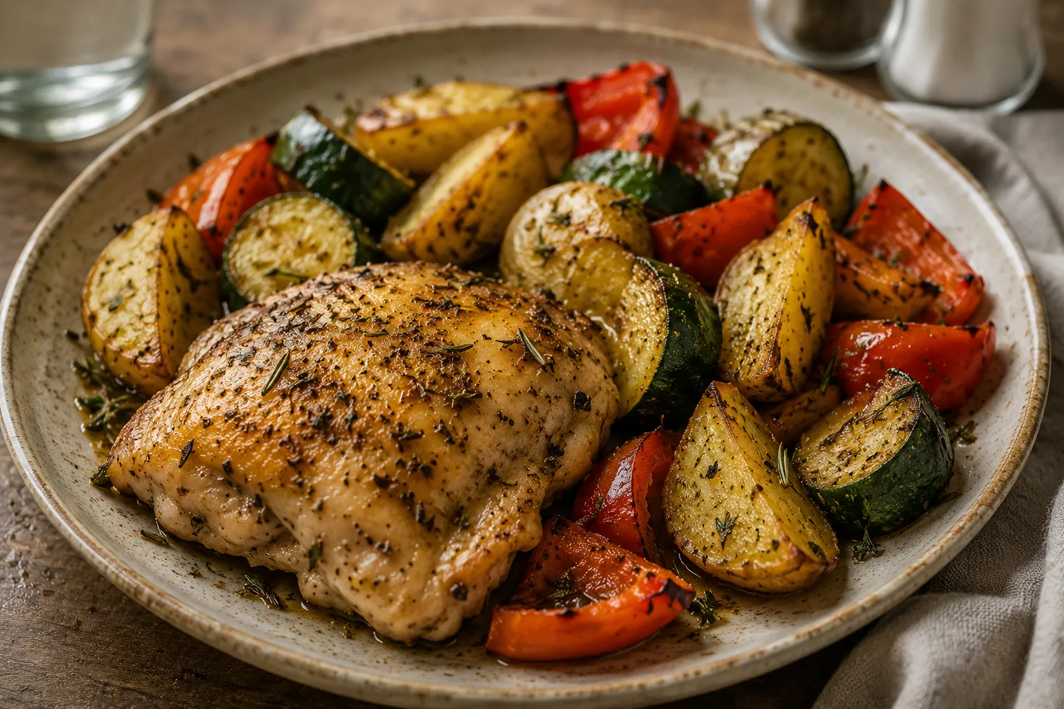 Herb-roasted chicken and vegetables
