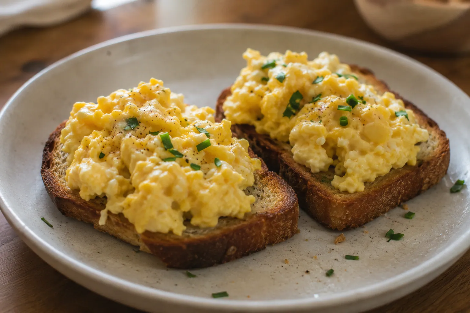 Scrambled eggs on toast