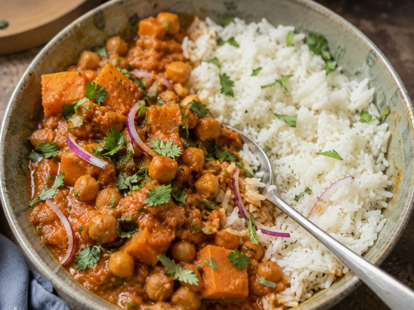 Sweet potato and chickpea curry